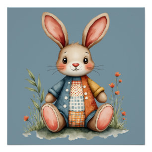 Poster Chariot de lapin de chaume en gros bois