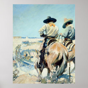 Poster Chariot de ravitaillement Western Art par NC Wyeth