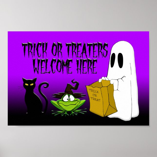 Poster Chariot ou Traitements Bienvenue ici Halloween Pos (Devant)