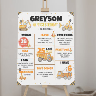 Poster Chariots de construction Signal de jalon d'anniver