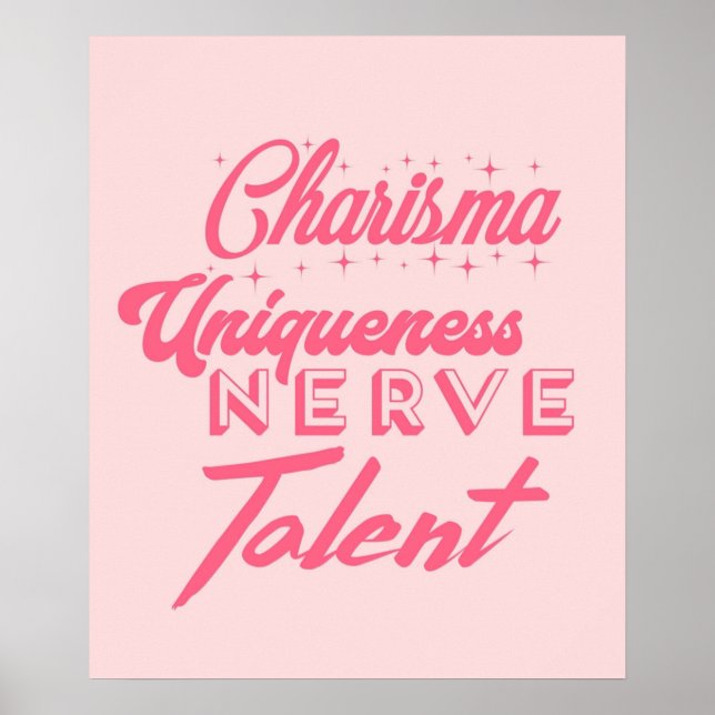 Poster Charisma caractère unique nerf et talent (Devant)