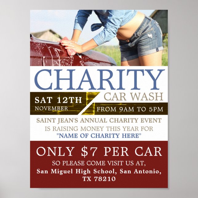 Poster Charity Car Wash Evénement Publicité (Devant)