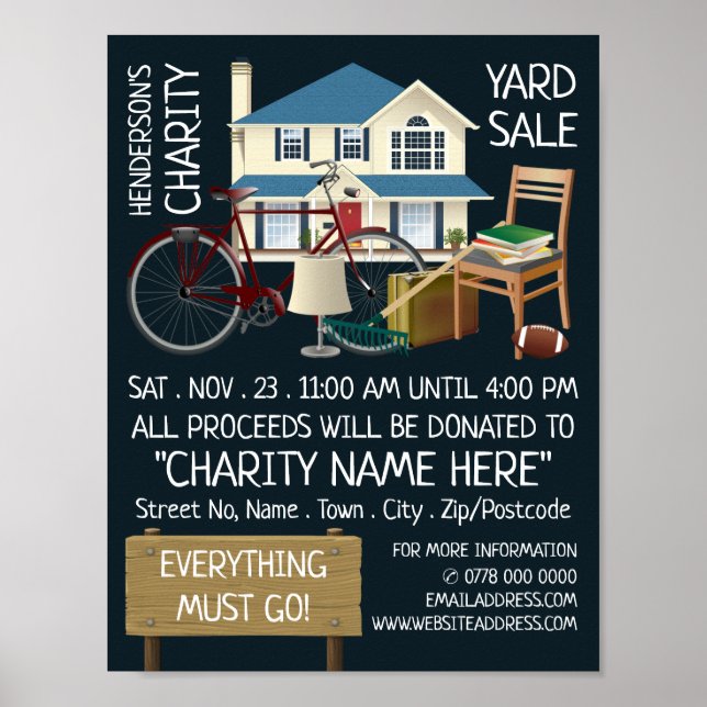 Poster Charity Yard Sale Event Publicité (Devant)