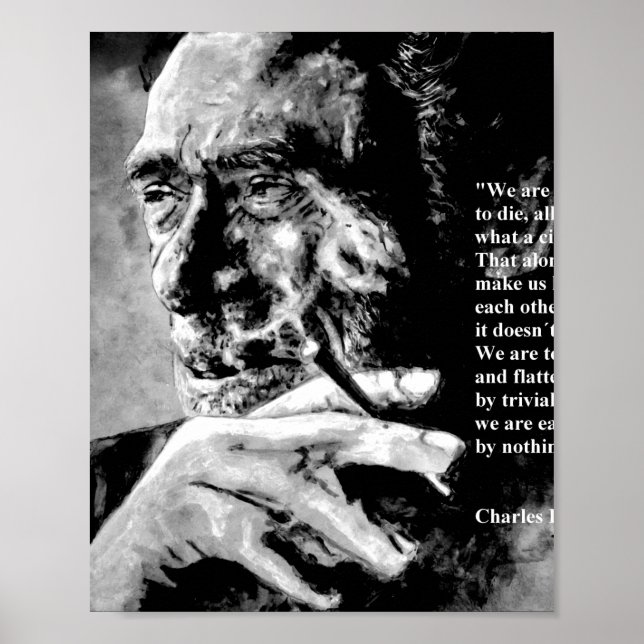 Poster Charles Bukowski - noir - citation (Devant)