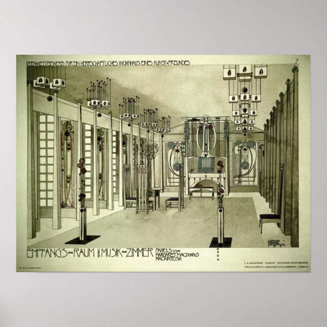 Poster Charles Rennie Mackintosh 1901 Dessin (Devant)