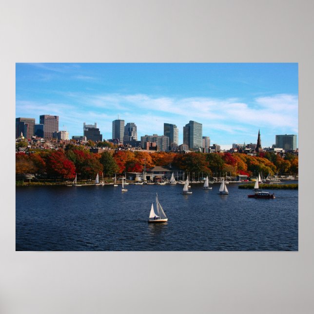 Poster charles river boston ma nuages soleil jour 2 (Devant)