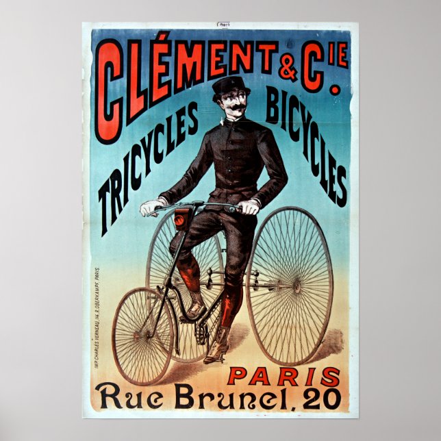 Poster Charles Verneau Clement et Co. Tricycles Bicycles (Devant)
