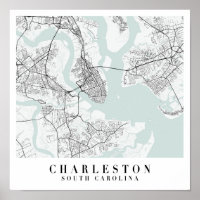 Charleston Caroline du Sud Blue Water Street Carte
