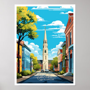 Poster Charleston Caroline du Sud Illustration de voyage