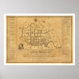 Poster Charleston SC Street Map 1788
