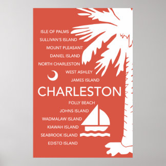 Poster Charleston SC Towns - Rouge