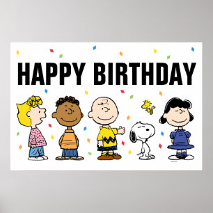 Poster Charlie Brown et Gang Confettis Anniversaire