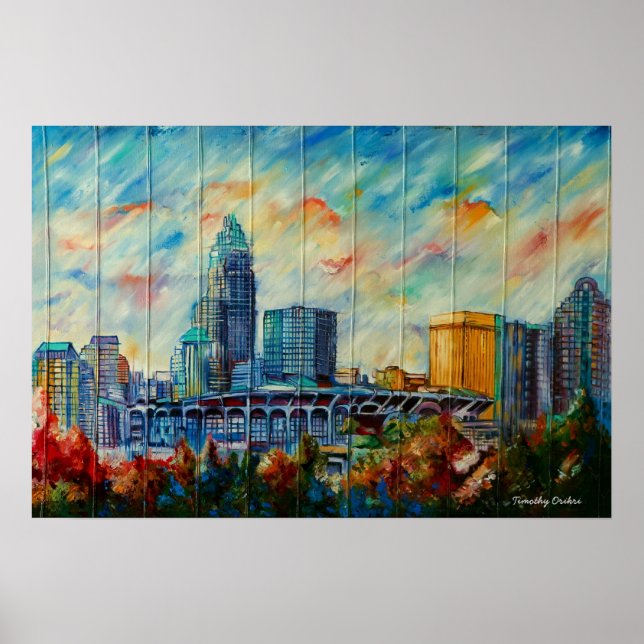 Poster Charlotte, Caroline du Nord toile Skyline Imprimer (Devant)