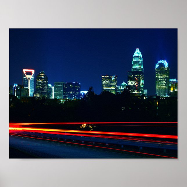 Poster Charlotte NC Skyline (Devant)