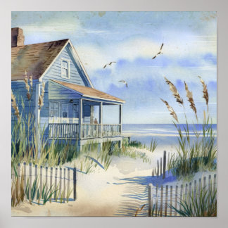 Poster Charmant Ancien Chalet De Plage D'Art