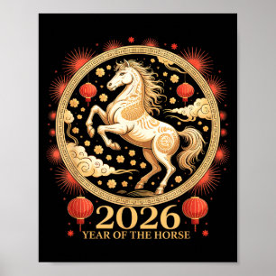 Poster Charme de fille lunaire année du cheval 2026 migno