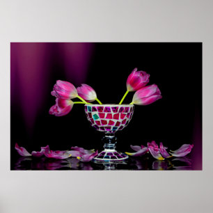 Poster Charme des tulipes roses