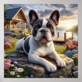Poster Charme du chien des taureaux français dans une cam