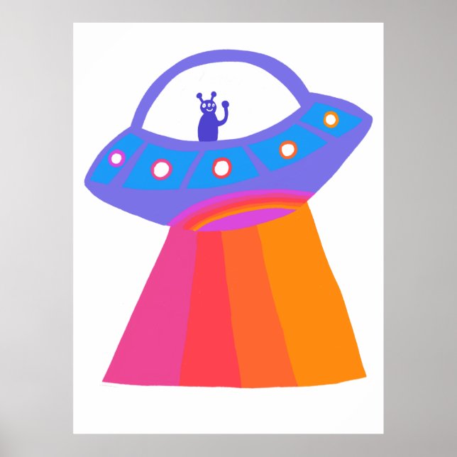 Poster Charme Espace Aliens Martiens UFO mignon (Devant)