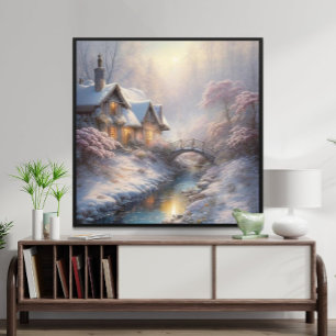 Poster Charme Vintage Jour d'hiver Paysage Art