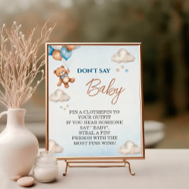 Poster Charming Blue Bear Ne Dit Baby shower Jeu