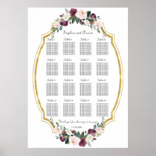 Poster Charming Gold Burgundy Blush Floral Graphique de s
