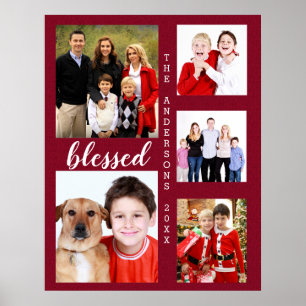 Poster Charming Holiday Famille Photo Collage Monogramme