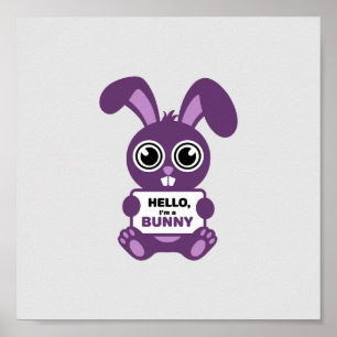 Poster Charming Purple Bunny : Répandez Joie!