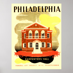 Poster Charpentiers Hall de Philadelphie Pennsylvanie