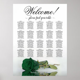 Poster Chart de placement de table élégant Rose Vert Emer