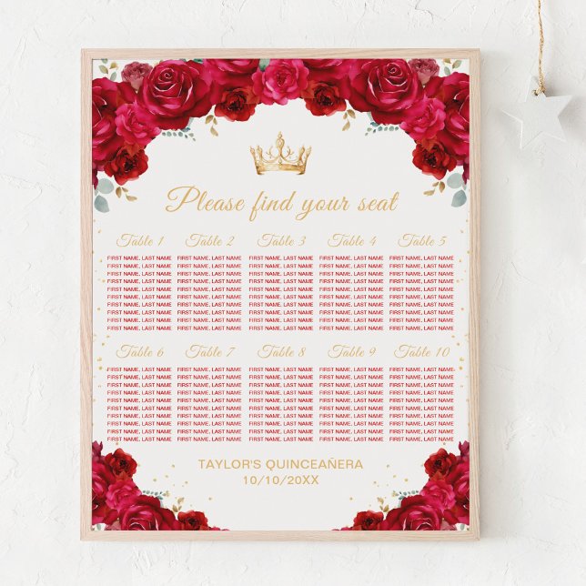 Poster Chart de placement de table Princesse Rouge Quince (Créateur téléchargé)