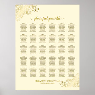 Poster Chartre de mariage or Frills 30 Table Crème