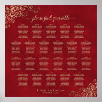 Chartre de placement de mariage pour table rouge 2