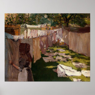 Poster Chase - Jour du lavage, Jardin, Brooklyn 1886