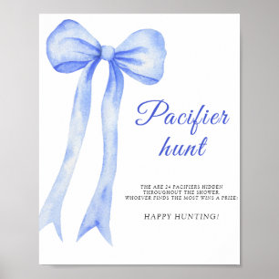 Poster Chasse à la tétine - arc bleu - jeu de baby shower