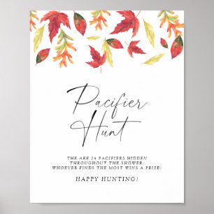 Poster Chasse à la tétine aux feuilles qui tombent jeu de