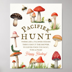 Poster Chasse à la Tétine Bébé Garçon Petit Champignon Am