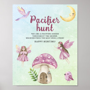 Poster chasse à la tétine fée jeu de baby shower