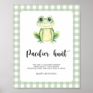 Poster chasse à la tétine jeu de baby shower grenouille