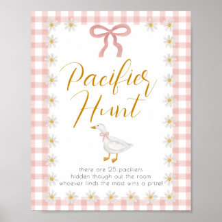 Poster Chasse à la tétine pour Baby Shower Silly Goose Ro