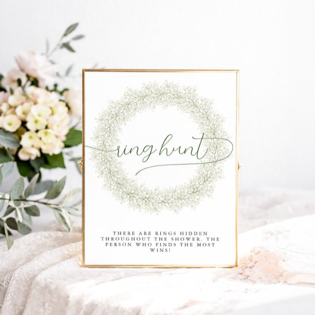 Poster Chasse à l'anneau de mariage avec des fleurs blanc (Créateur téléchargé)