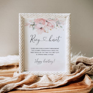 Poster Chasse à l'anneau jeu de mariage floral rose gold