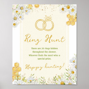 Poster Chasse à l'anneau Mariée Abeille à Miel Mariage Fê