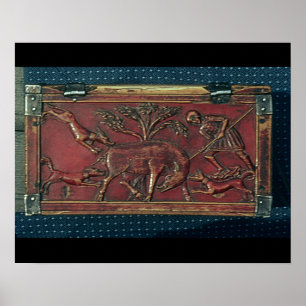 Poster Chasse à verrat, plaque d'un cercueil bizantin,