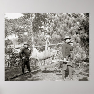Poster Chasse au cerf, 1902. Photo ancienne