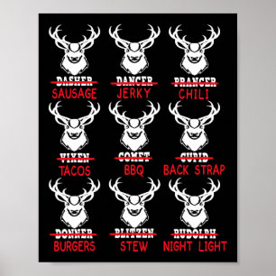 Poster Chasse au cerf de Noël amusant Père Noël Hommes Fe