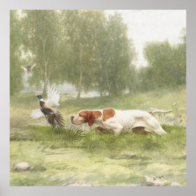 Poster Chasse au faisan avec pointeur (Devant)