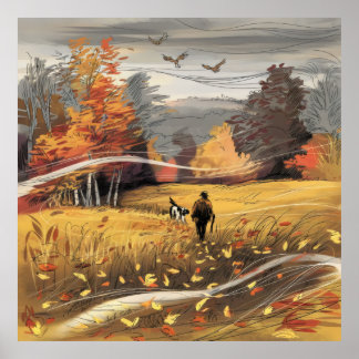 Poster Chasse au faisan rural Chasse à l'automne Nature