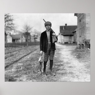 Poster Chasse au Lapin, 1908. Photo Ancienne