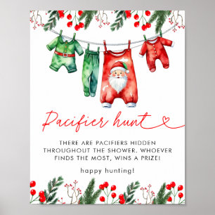Poster Chasse au Pacifique Baby shower Père Noël de Noël